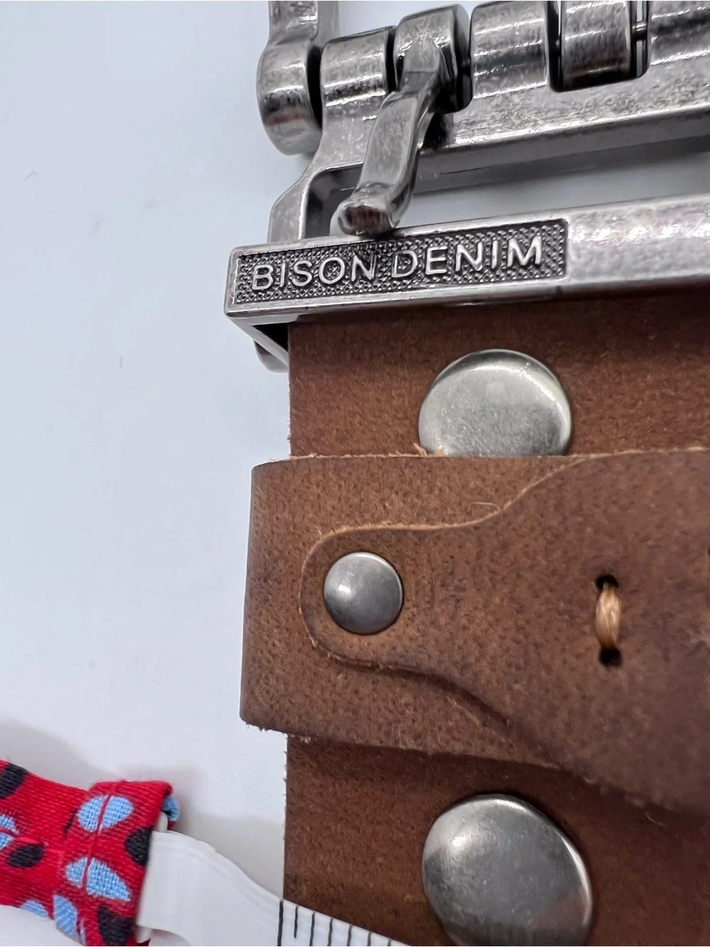 Bison Denim Men’s Brown Leather Belt with Brushed Metal Buckle